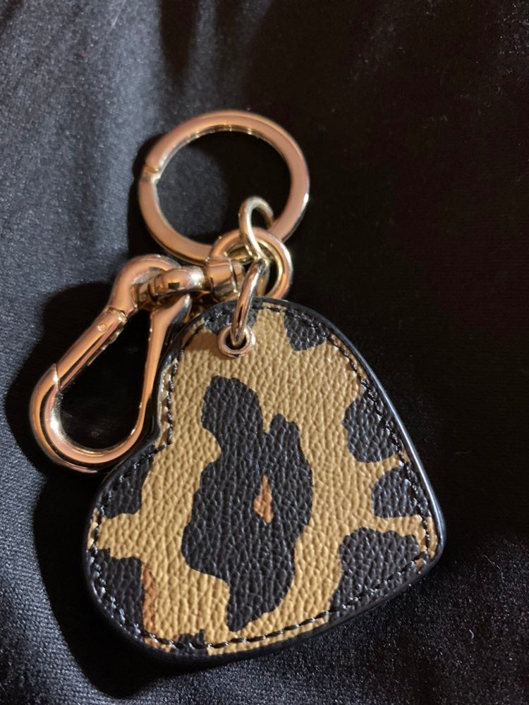 Coach Leopard Print Heart Mirror Keychain