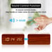 Wood Alarm Clock Qi Wireless Charging LED Sound Control Time Date Temperature