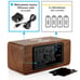 Wood Alarm Clock Qi Wireless Charging LED Sound Control Time Date Temperature