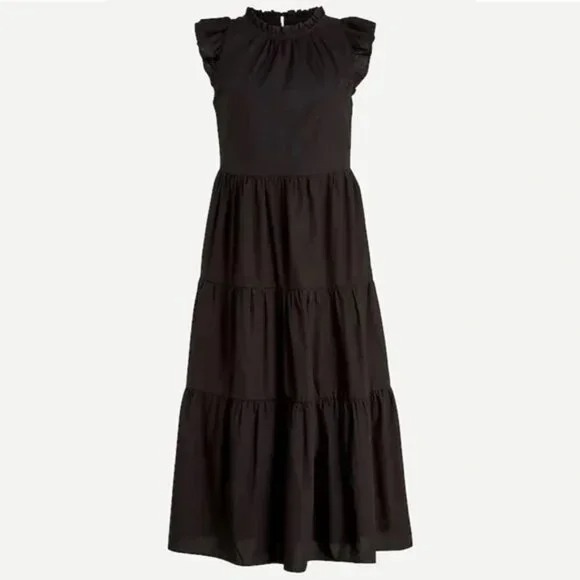 J.Crew Tiered ruffle-sleeve cotton poplin dress