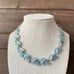 Vintage Thermoset Blue Floral Necklace - Silver Tone - 15” Adjustable