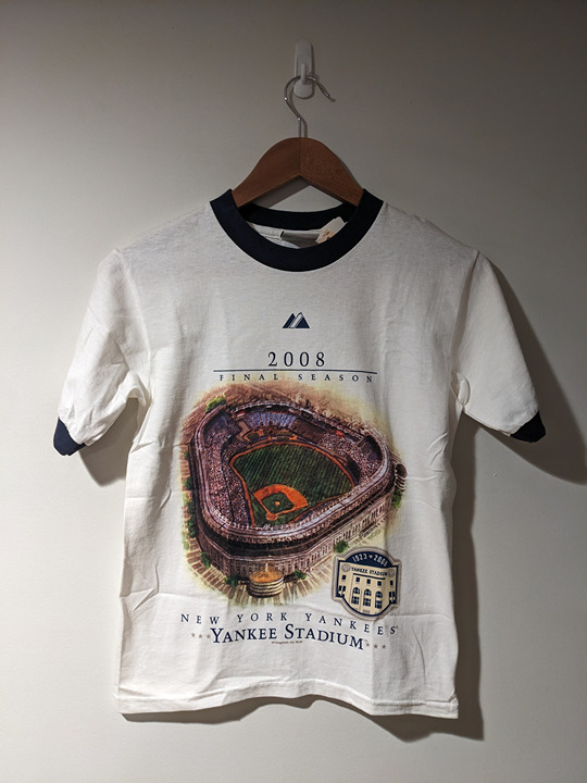 Vintage 2008 New York Yankees Stadium Youth Medium White Ringer T-Shirt