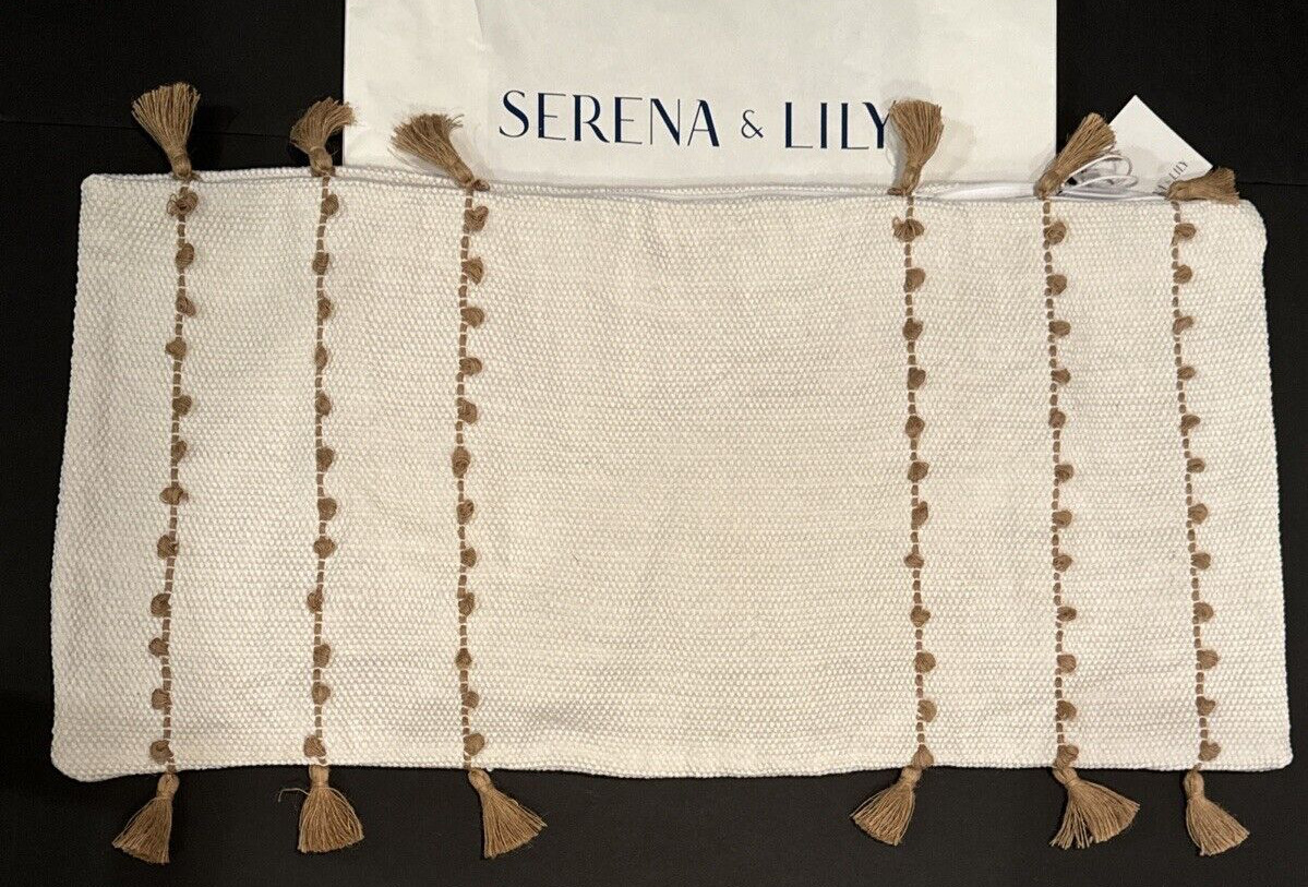 Serena & Lily Belize Pillow Cover White Linen Cotton Jute 14X30 New