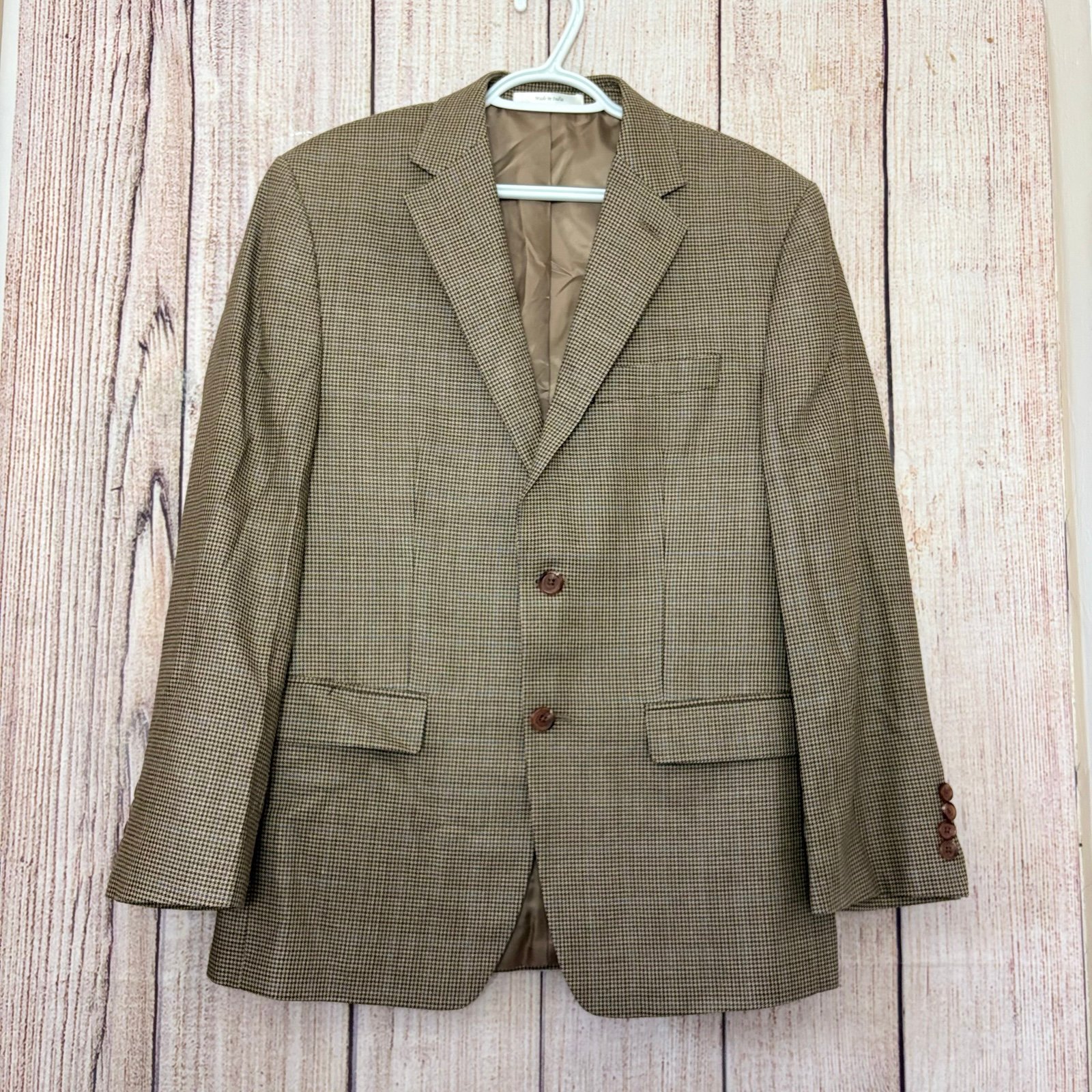 Lauren Ralph Lauren Mens wool /Silk Houndstooth BLazer Jacket size 38S