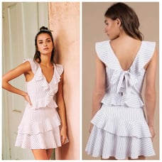 Saylor Lucy Dress White Black Stripe