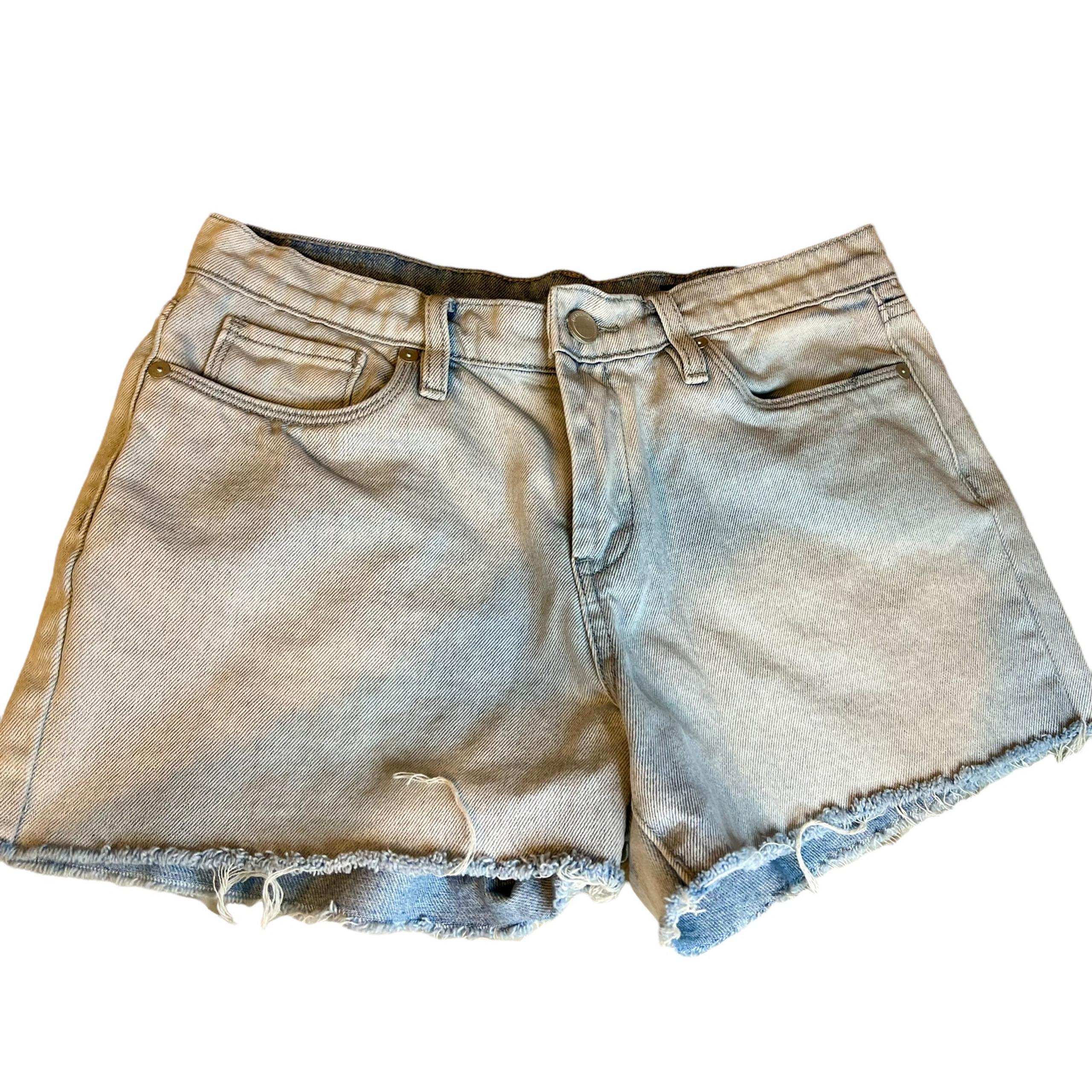 Blank NYC The Fulton Denim Shorts Frayed Hem Light Wash 28