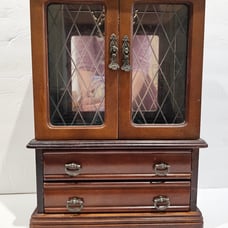 Croft & Barrow Vintage 14 Wood Jewelry Box Hutch with Glass Doors