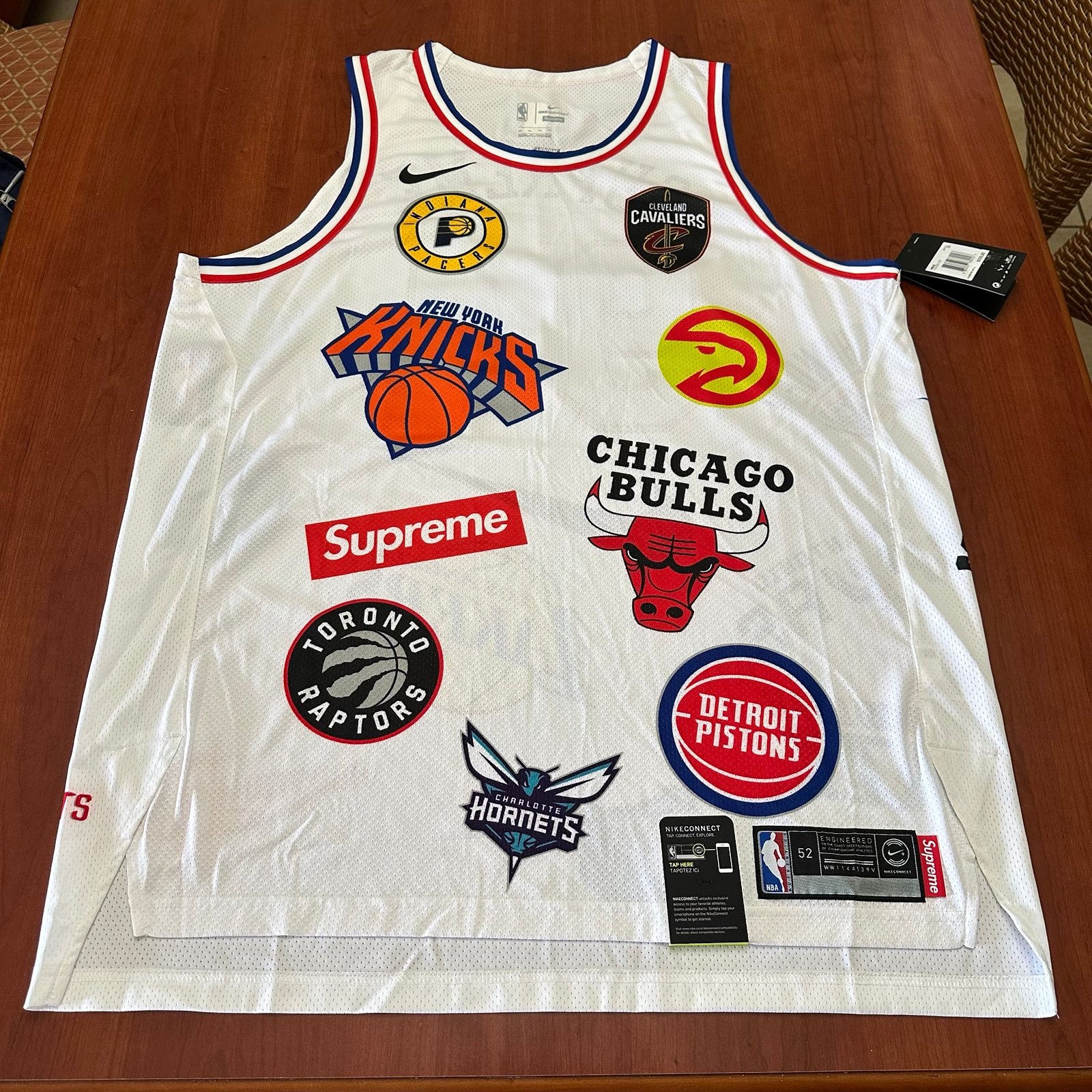 Supreme X Nike X White NBA Teams Jersey Mens Size 52