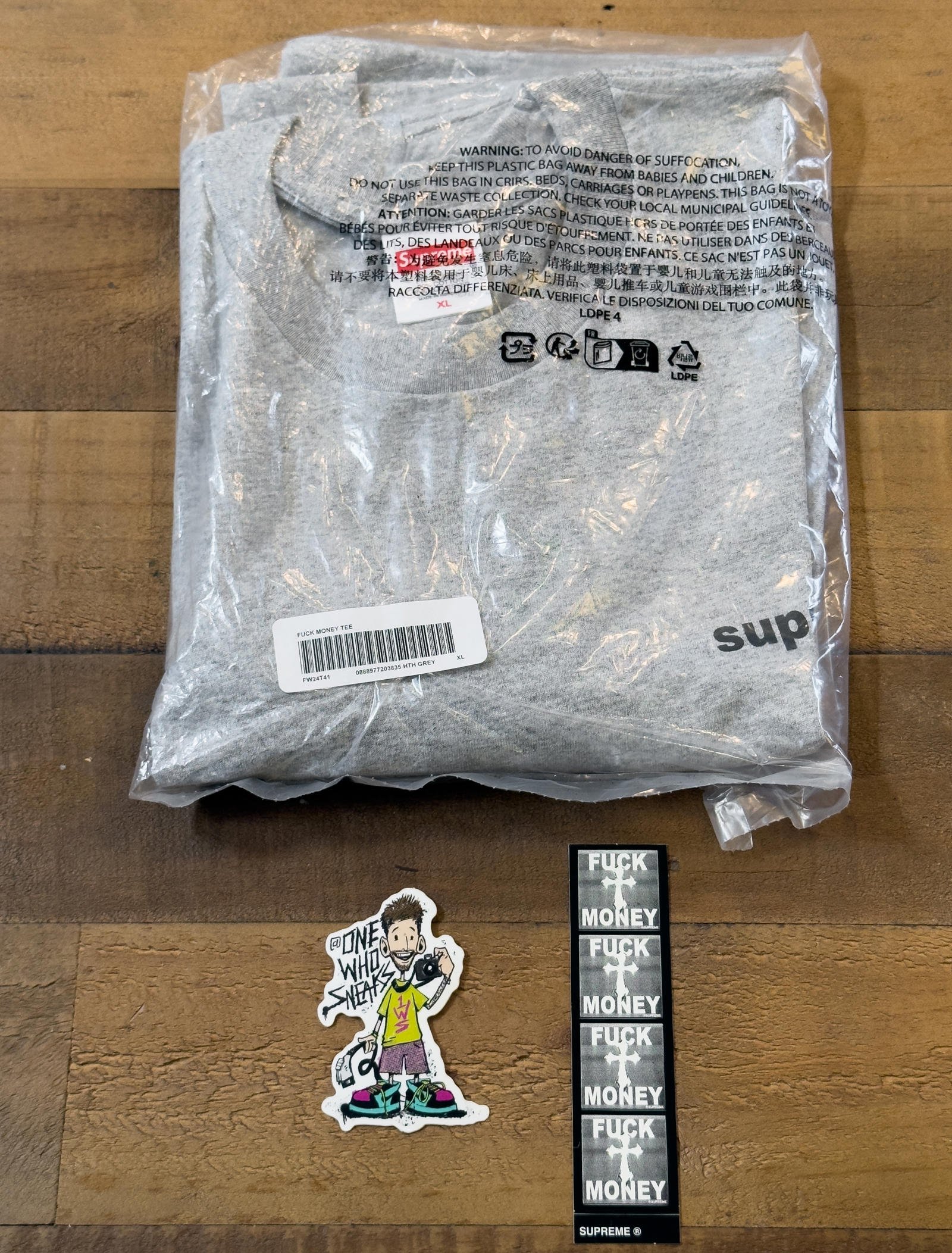 Supreme F*ck Money Tee & Sticker Size XL