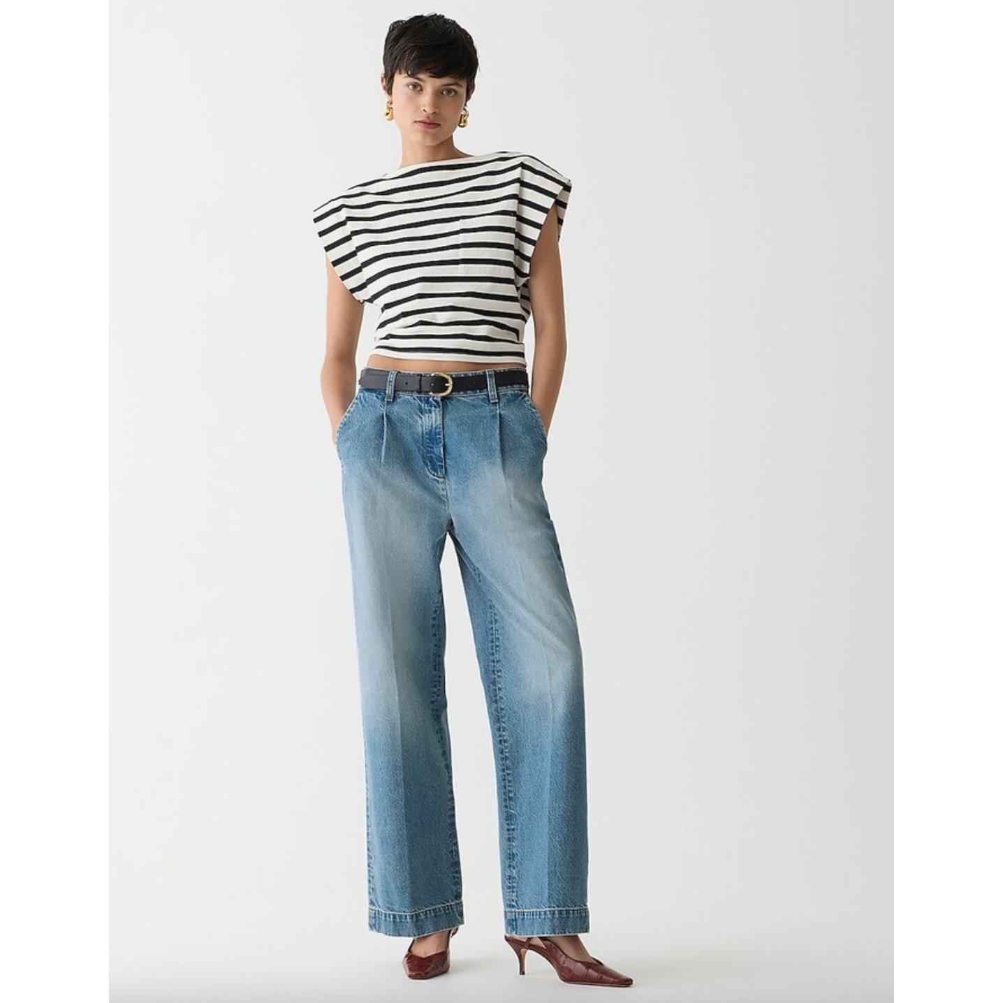 NEW J. Crew Wide Leg Essential Jean Ruth Wash Blue Classic Denim High Rise US 28