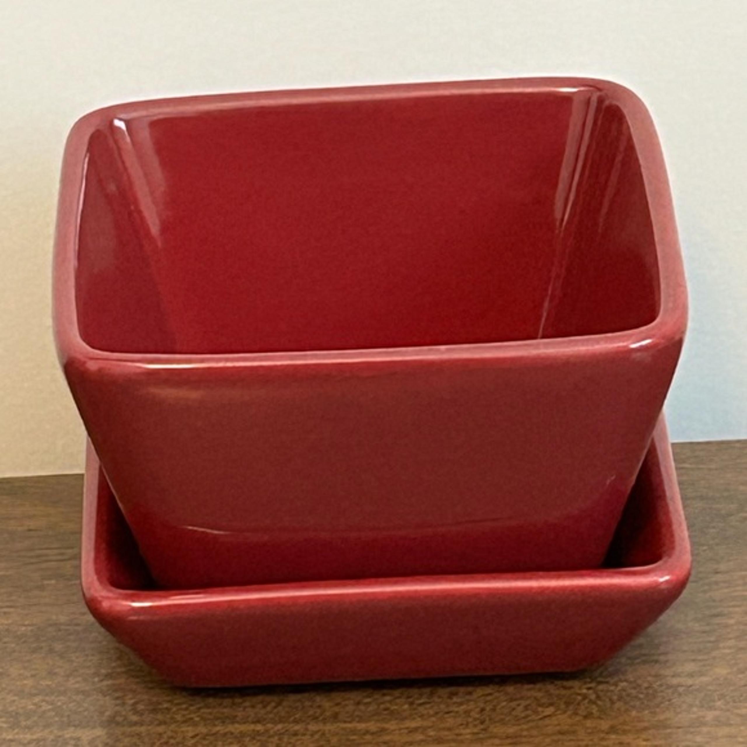 PAMPERED CHEF SIMPLE ADDITIONS SMALL SQUARE DIP SERVING BOWL & PLATE SET PAPRIKA