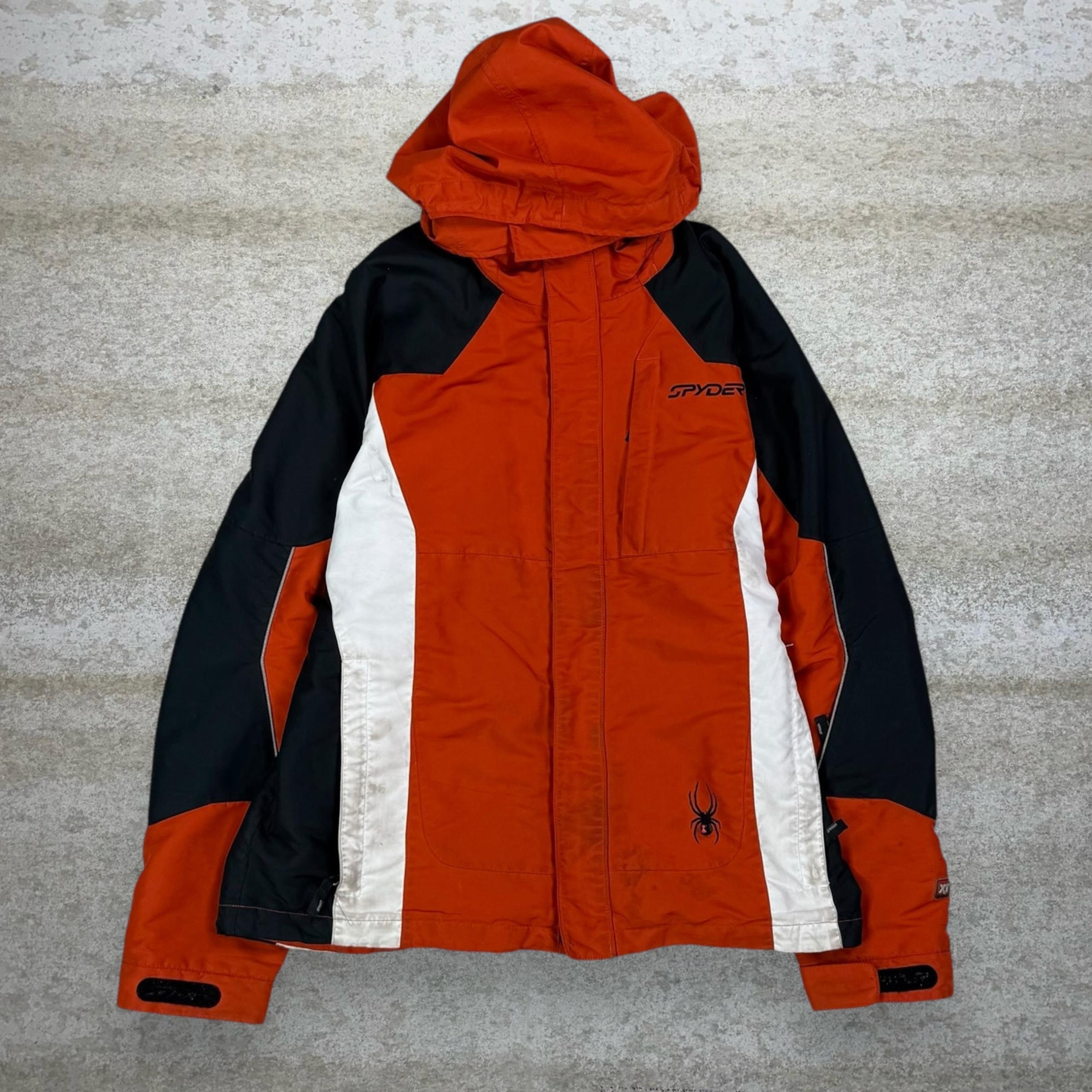 Vintage Spyder Windbreaker Ski Jacket Burnt Orange Nylon Black Full Zip 90s