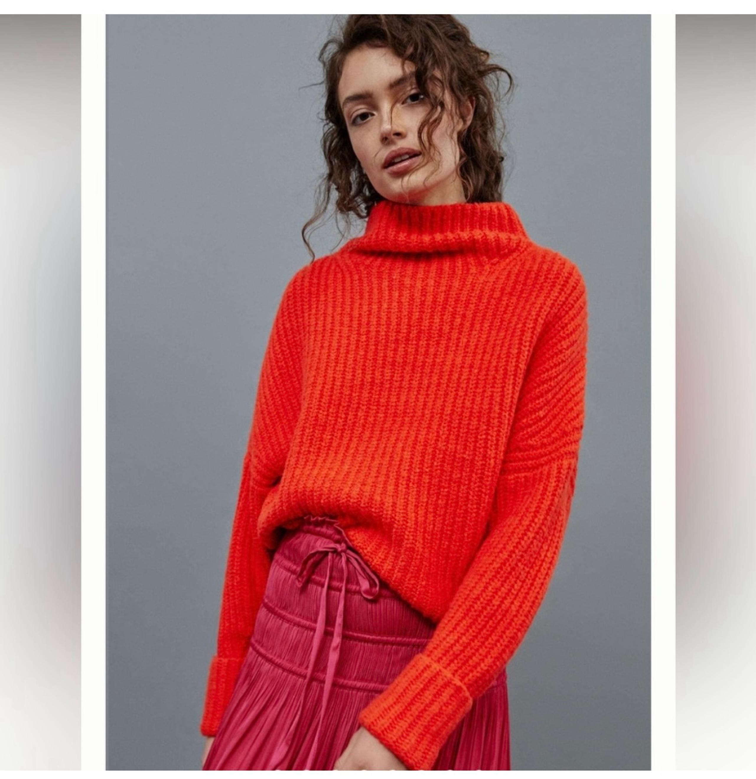 Anthropologie Maeve | Athena Cowl Neck Sweater | Orange | Wool Blend | S