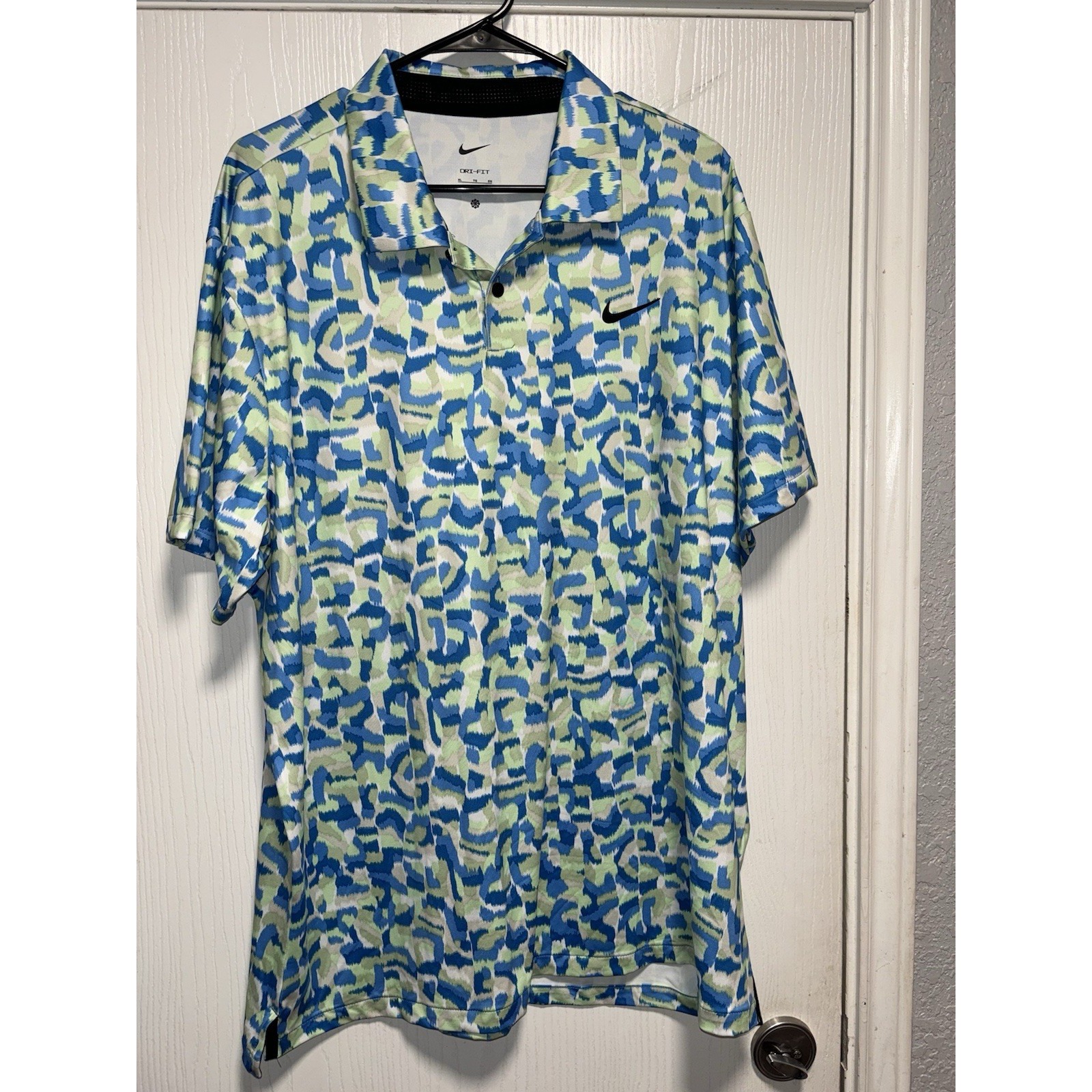 Nike Tour Dri-Fit Golf Polo Mens XL Confetti Blue Green