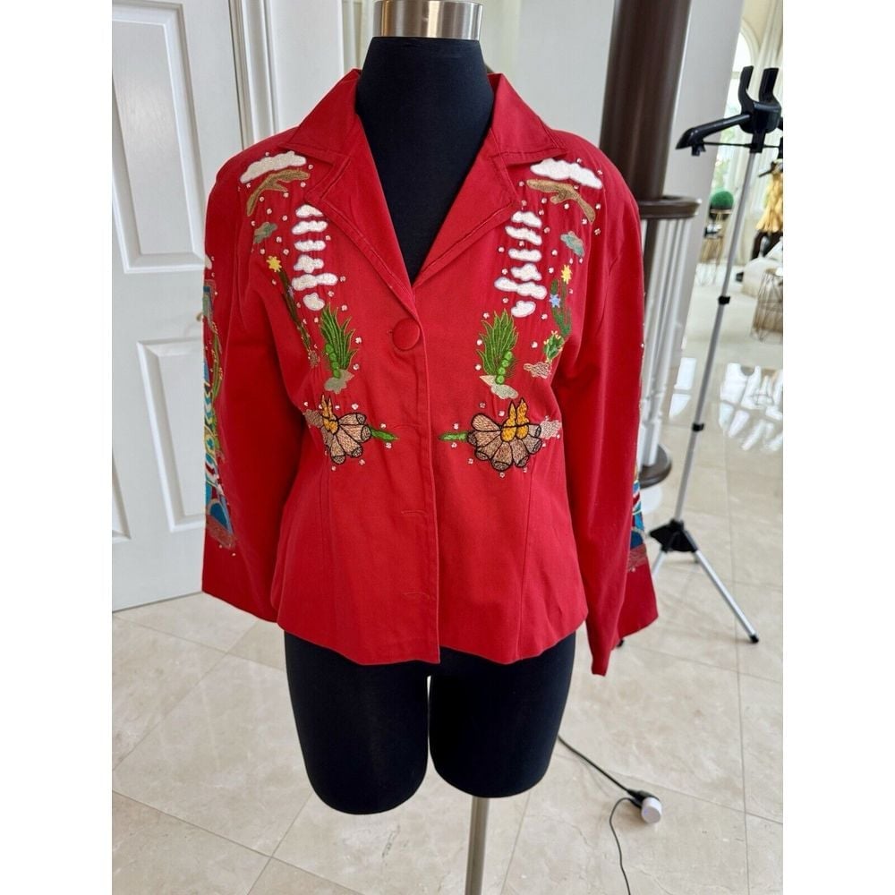 Don't Mess With Texas PS Embroidered Western Red Cotton Button Jacket Rare