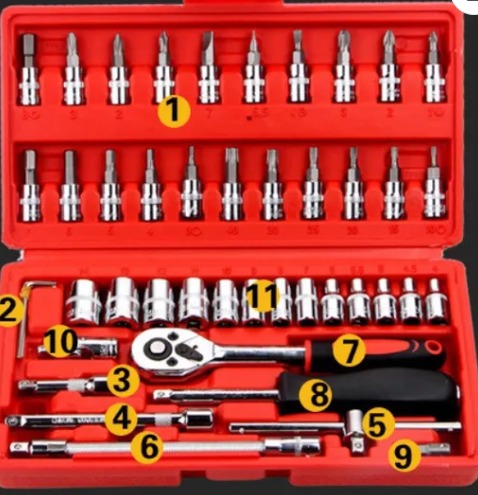 46 piece set wrench combination socket head automobile maintenance tool socket w