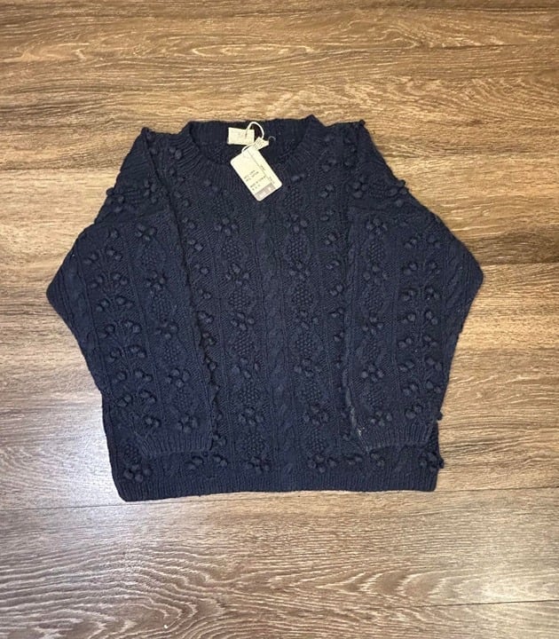NWOT Vintage JG Hook Knit Cropped Sweater Blue Size Petite