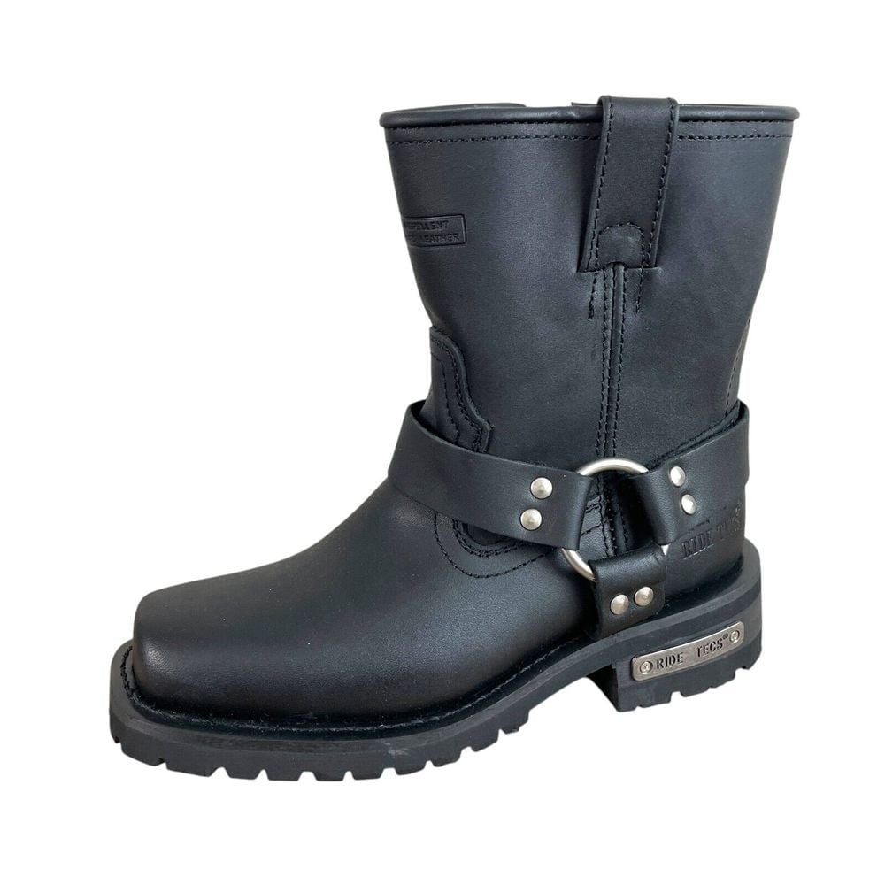 NEW Ride Tecs Motorcycle Boots Mens 7 Womens 8.5 Black Leather Riding Zipper