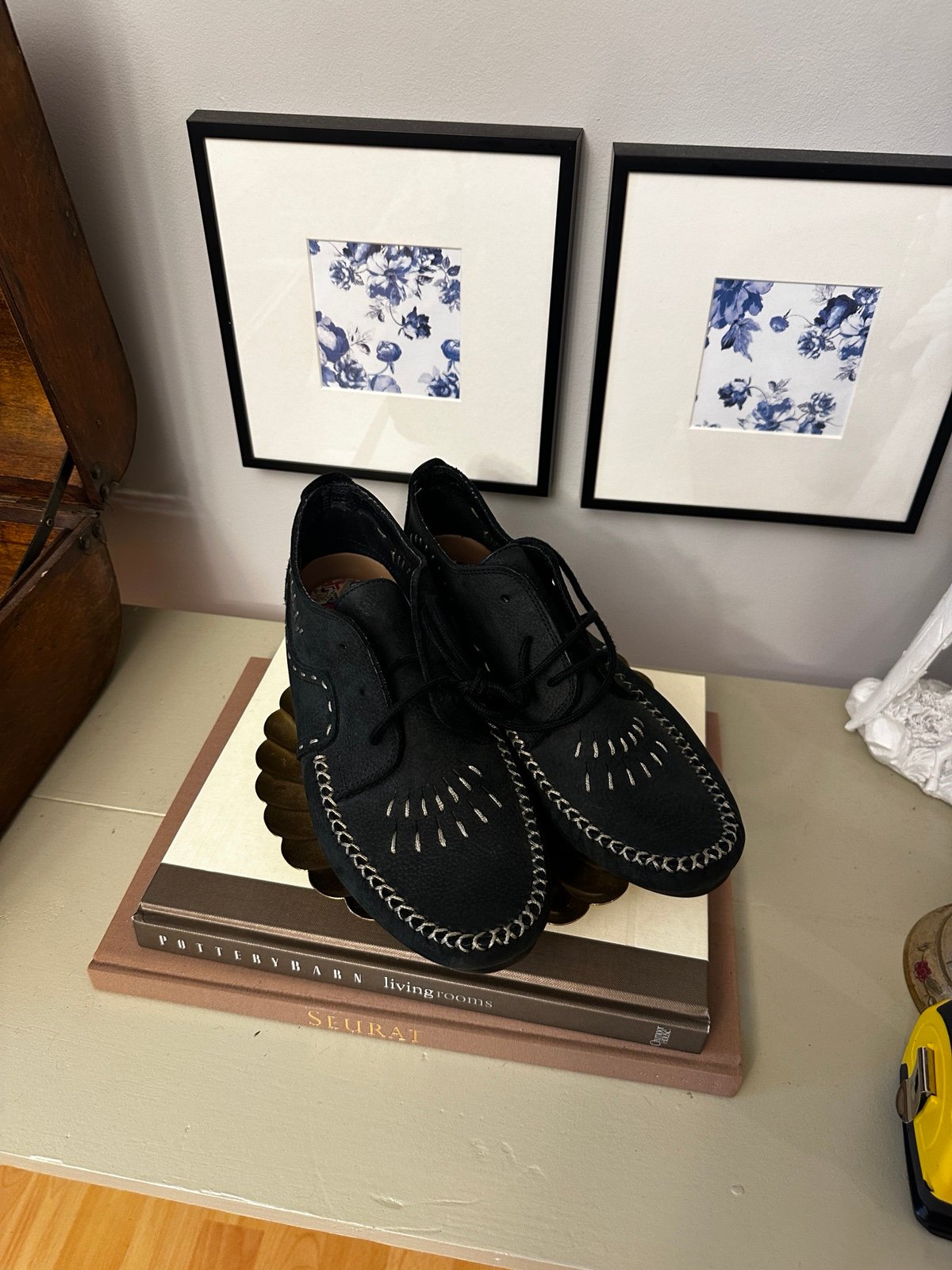 Hush Puppies Womens Moccasin Flat Shoes Black Leather Lace Up Low Top 10W