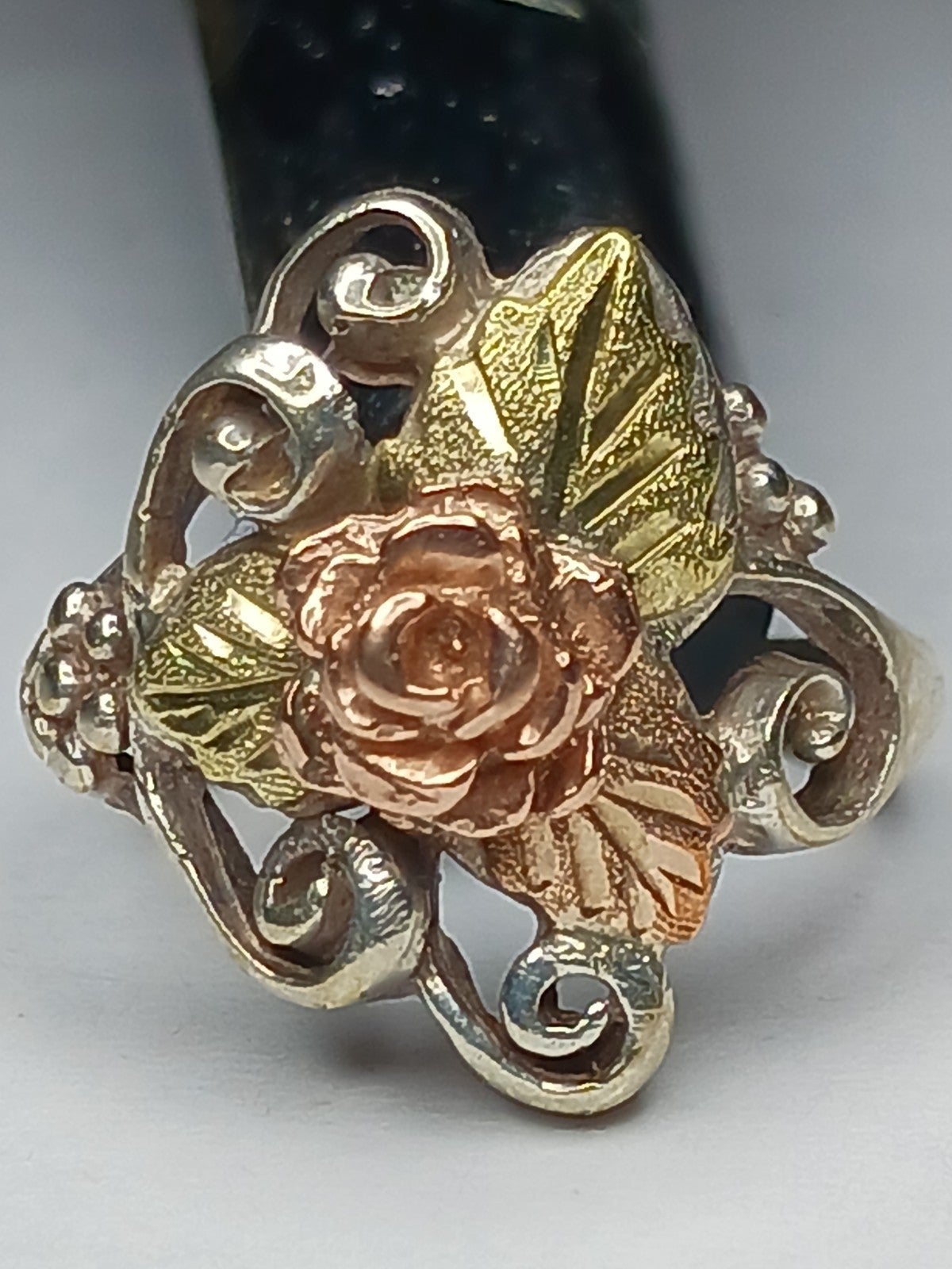 Black Hills Gold Ring Size 6 12k Multi-tone Gold Rose on S/S Band Black Hills Gold Ring Size 6 12k Multi-tone Gold Rose on S/S Band