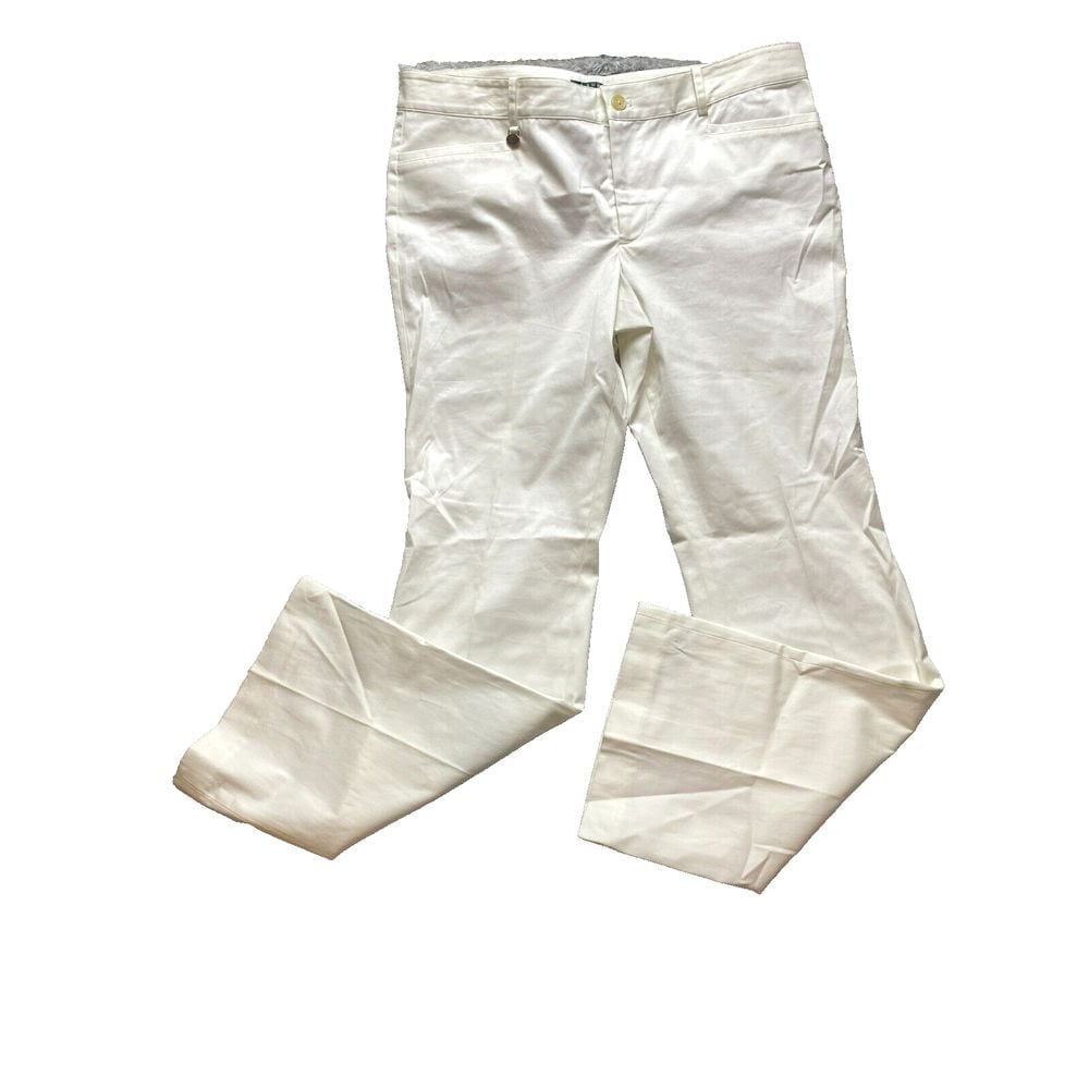 Lauren Ralph Lauren Pants 12 (36x30.5) Ivory Flared Stretch Flat Front NWOT
