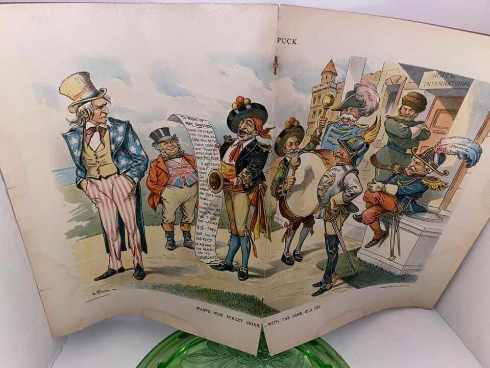 Antique magazine cover 1897 puck lithograph political