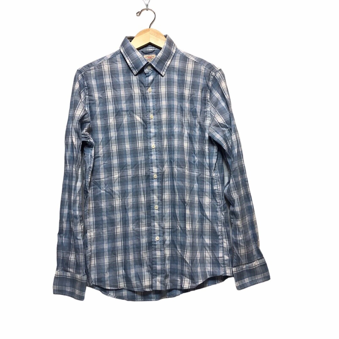 faherty Med men’s movement marina plaid blue button up shirt