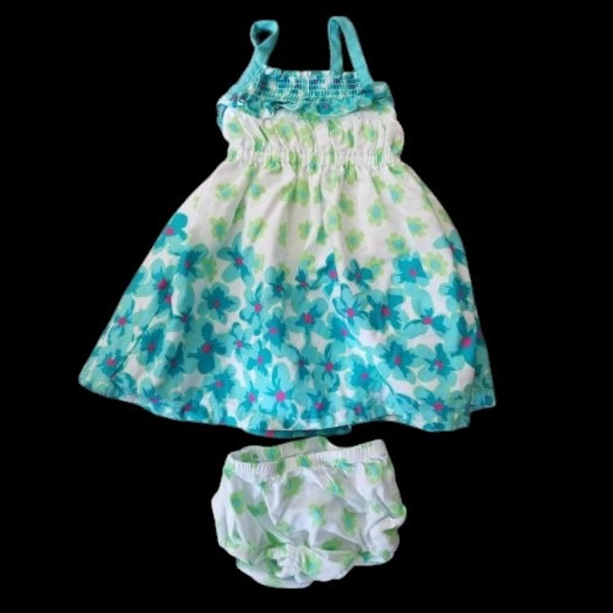 * PENELOPE MACK Blue Daisy Print Sundress with Bloomers Girls 12 months