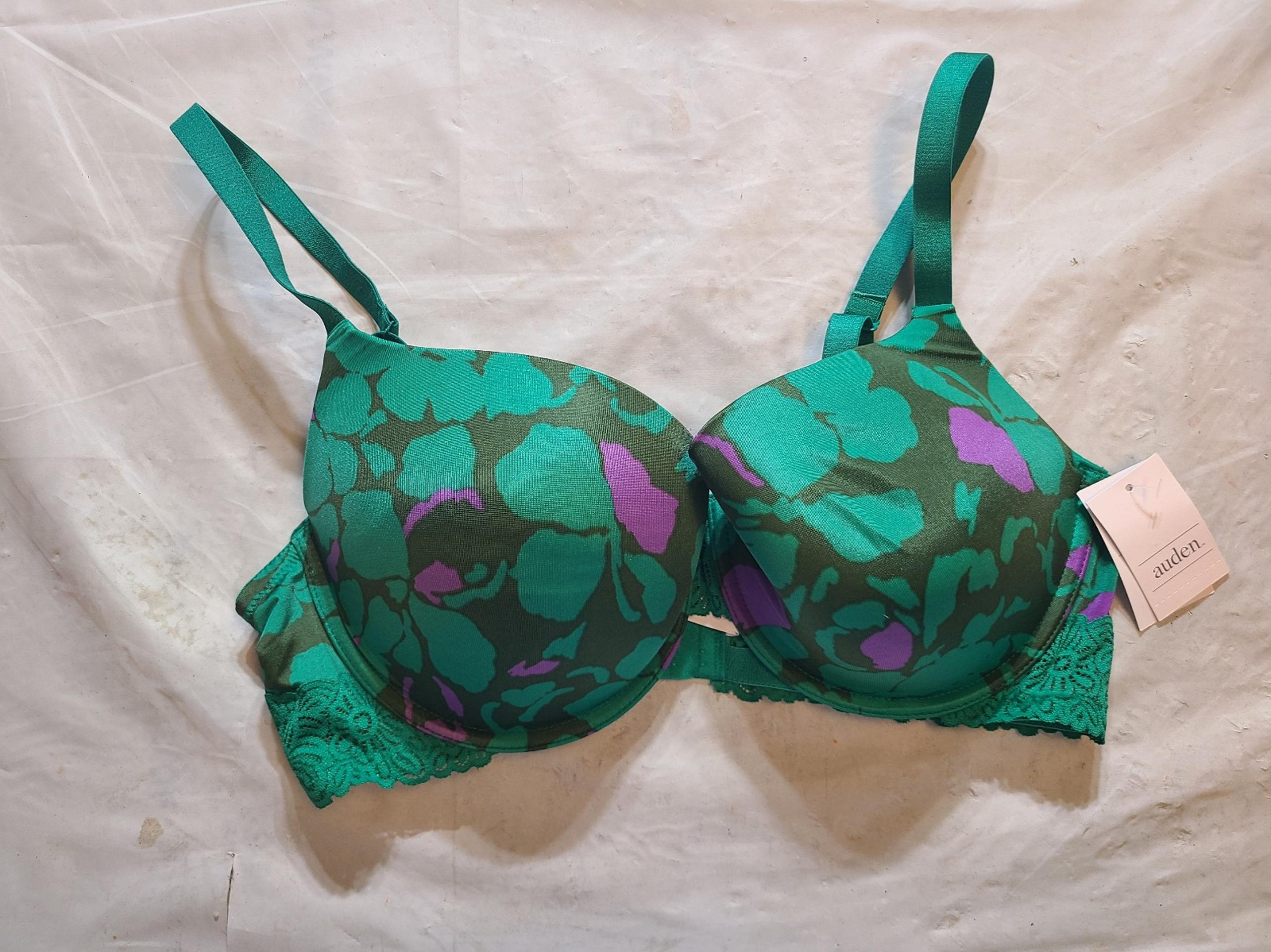Women's Floral Print Demi Daydream Push-Up Bra Green Size 38DD - Auden