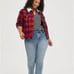 Levi's Women's Red Black Plaid Classic Button-Front Trucker Jacket Size S