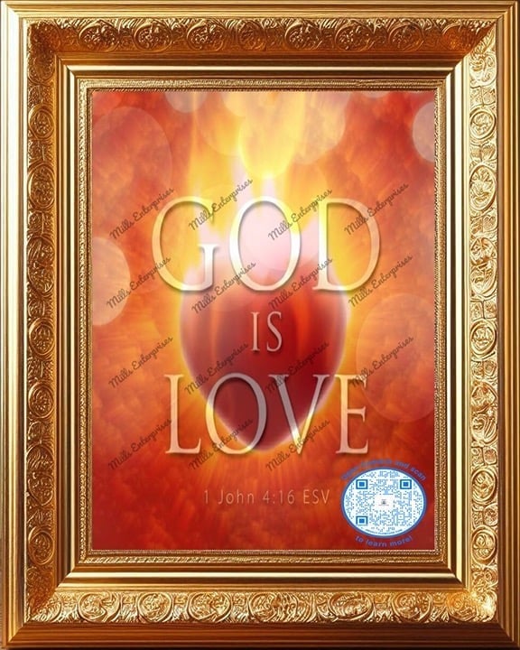 Canvas Print, God is Love wall home art decor. 1 John 4:16 Scripture artistic!