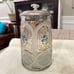 L. Muller 1876 Rare Antique Cut Glass Handpainted Stein Mug with Pewter Lid