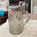 L. Muller 1876 Rare Antique Cut Glass Handpainted Stein Mug with Pewter Lid
