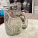 L. Muller 1876 Rare Antique Cut Glass Handpainted Stein Mug with Pewter Lid