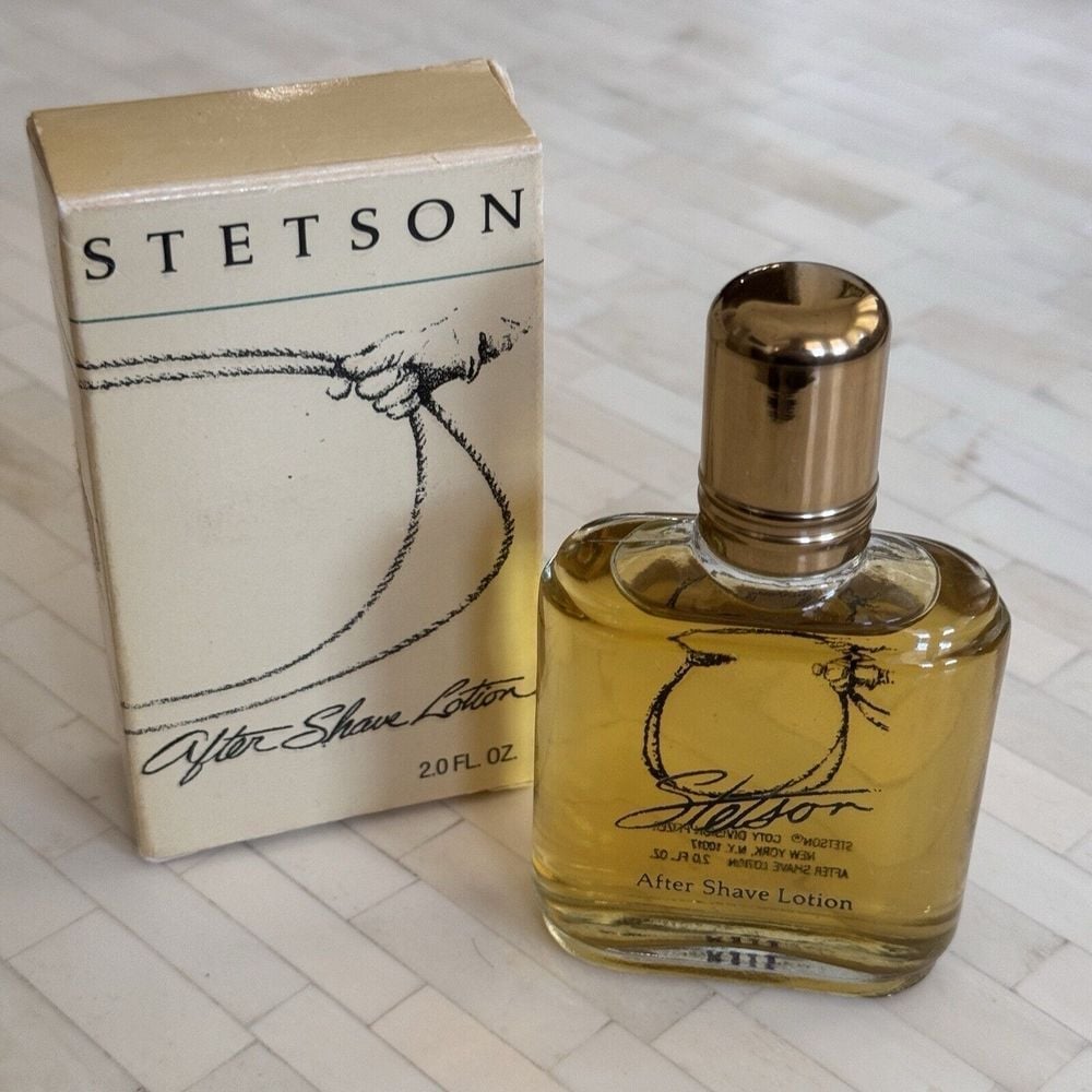 True Vtg STETSON Cologne After Shave LASSO Box Bottle NEW 2 Fl Oz FULL Coty Men