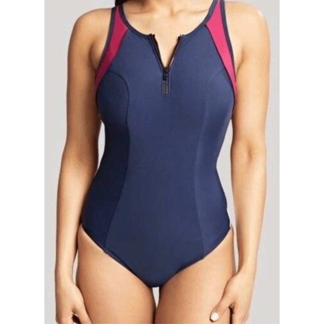 NWT Panache Limitless Underwire One Piece Balconnet Swimsuit Women Size US36 Nav