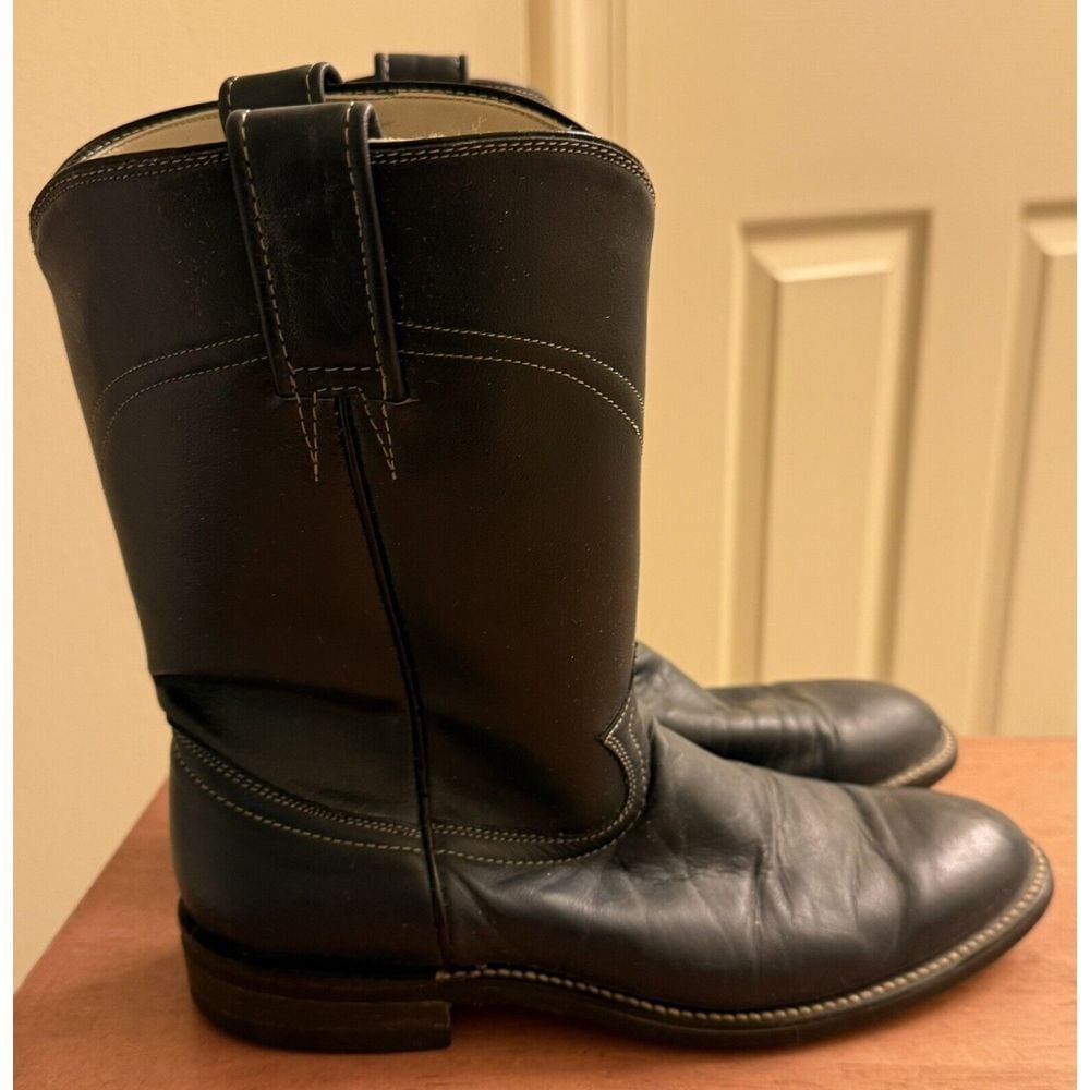 Vintage Farm & Ranch Western Wear Woman's Leather Cowboy Boots Blue Size 6.5 D