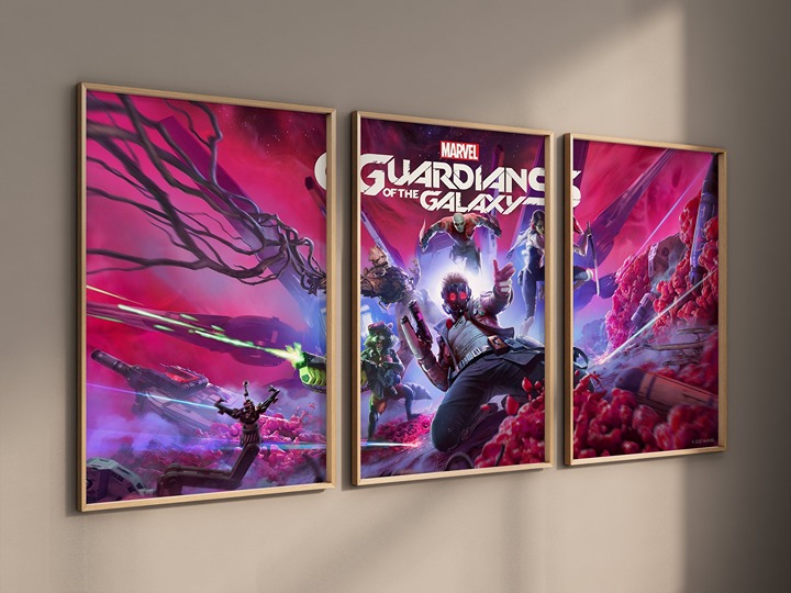 Guardians of the Galaxy Poster Framed Set of 3, Wall Art, Marvel, Avengers, Art