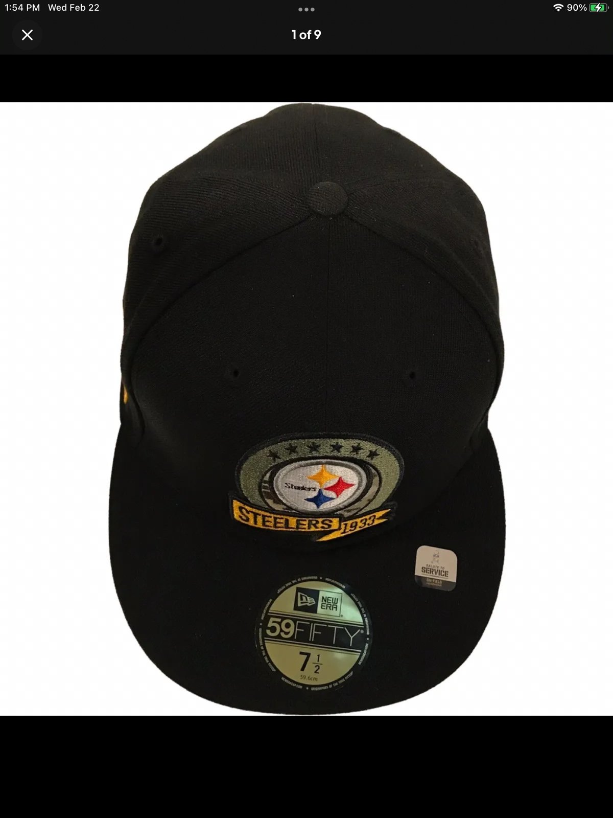 Pittsburgh Steelers New Era 59Fifty Salute To Service 7 1/2 Fitted Cap Hat 46