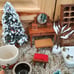 Vintage Log Of 27pcs Dollhouse Christmas Village Furniture Accessories Trees