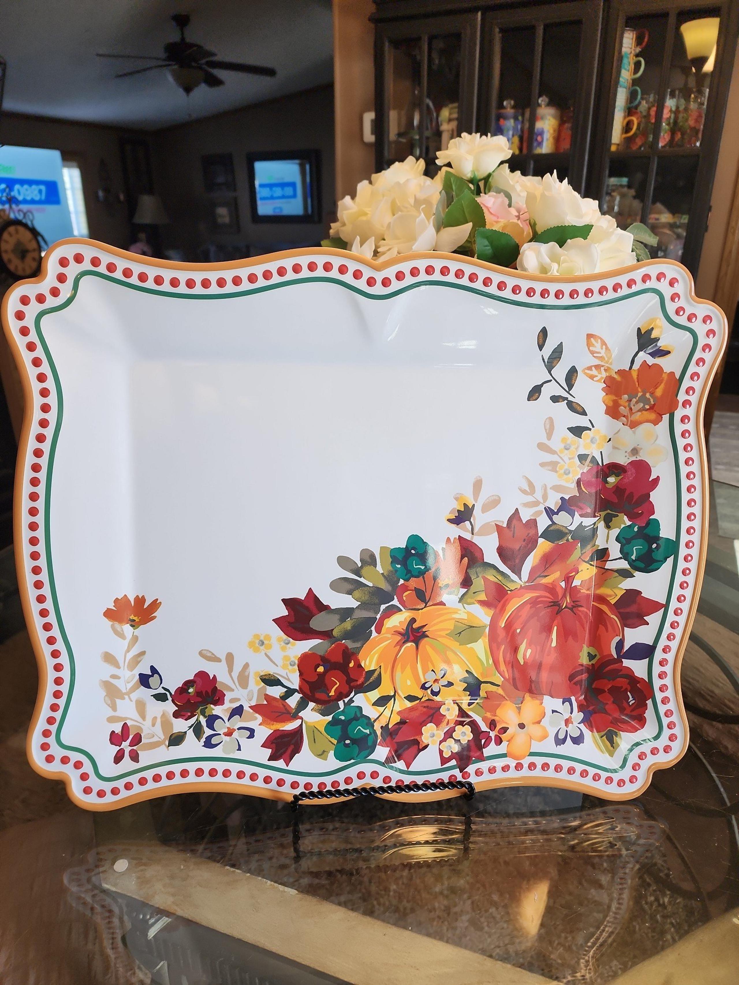 Pioneer Woman 2017 Pumpkin Dot Melamine Fall Serving Tray Platter 20 x 16 HTF