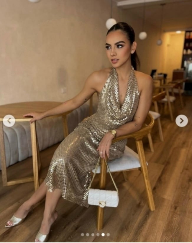 ZARA GOLD MESH SLIP DRESS SMALL