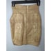 Herve Leger Gold Coated Knit Mini Skirt Bodycon Fitted Women's SMALL