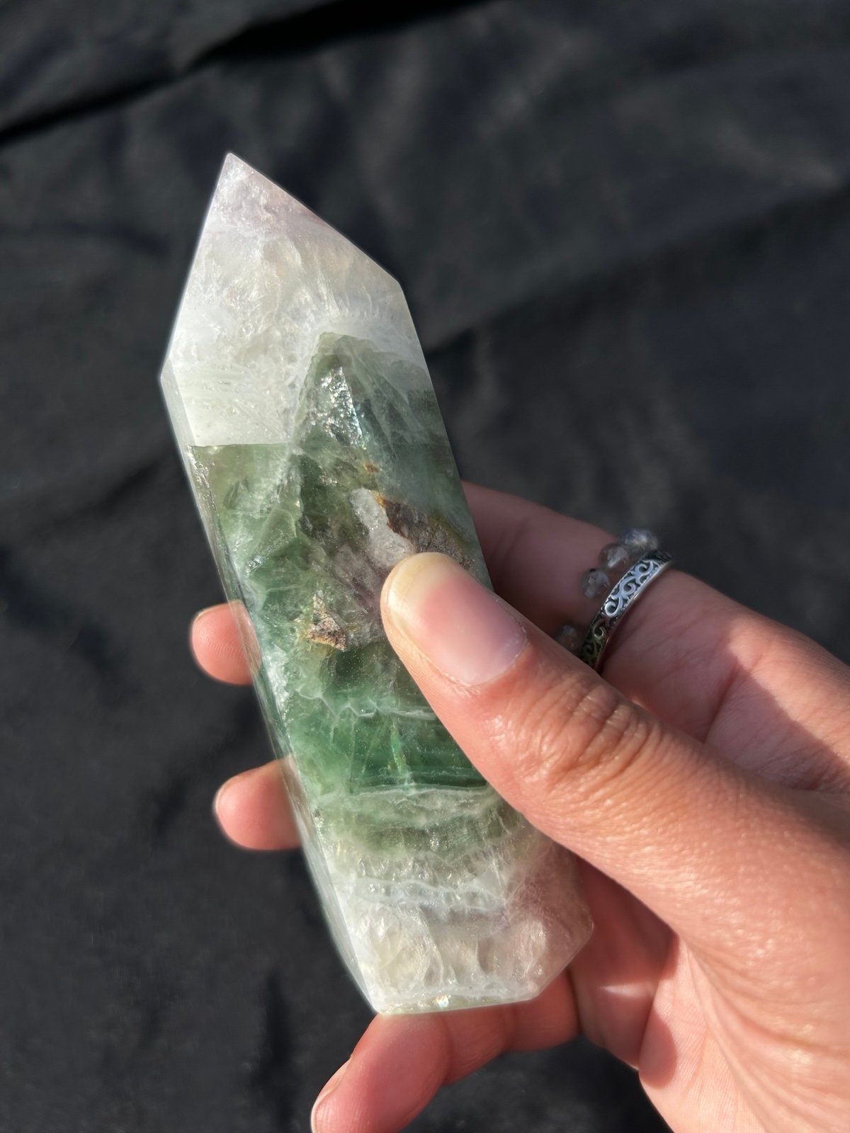 Fluorite- Crystal Tower filled with Rainbows Home Decor Protection