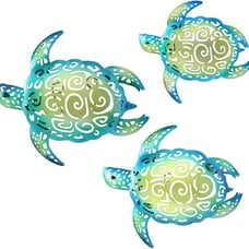 Set of 3 Metal Sea Turtle Beach Theme Decor Wall