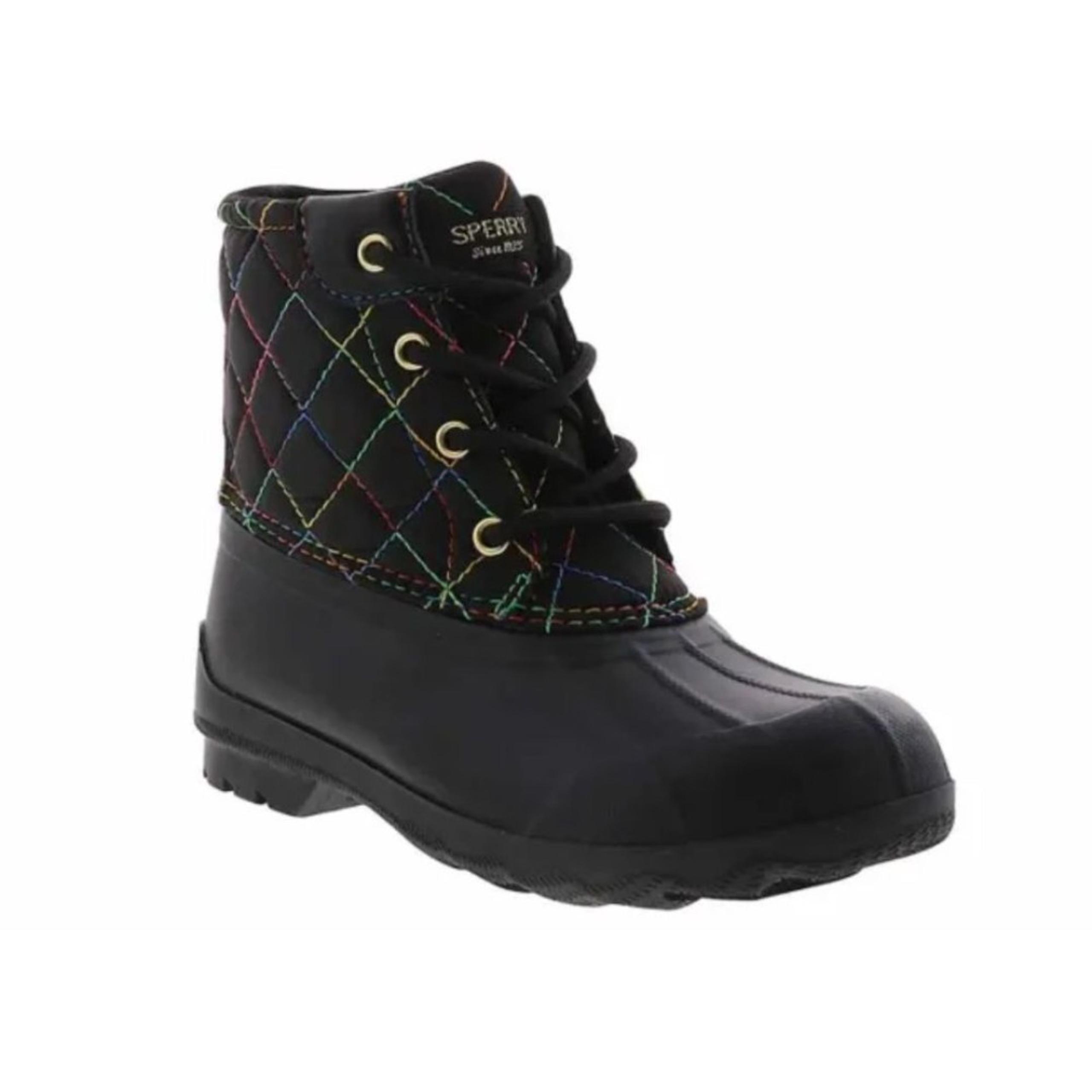 New Sperry Port Rainbow Toddler Girls Black Winter Rain Boots