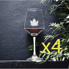 Maple Leaf Wine Glasses x4 Premium 12 Oz Personalize Syrup Tree Nature NEW