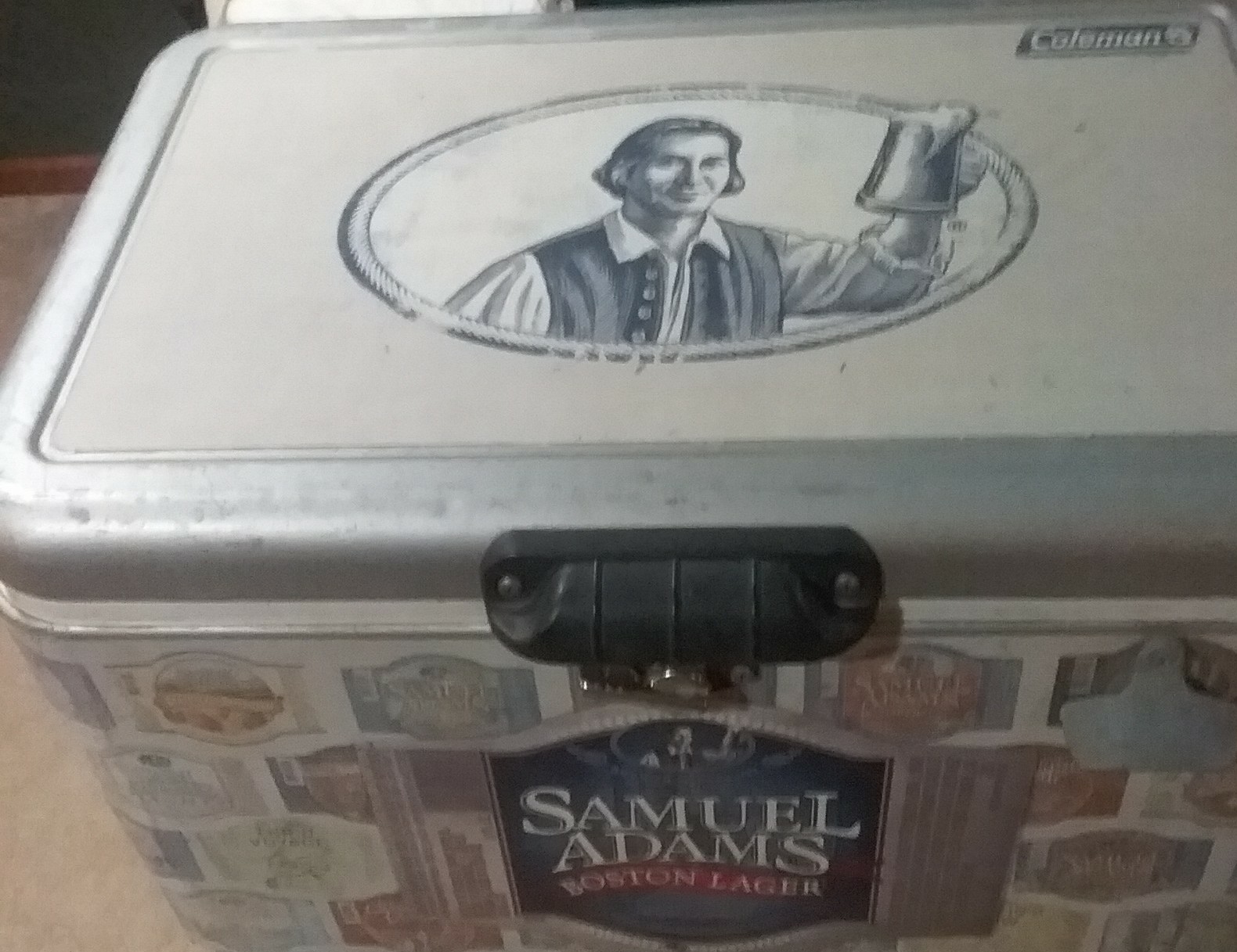 Coleman sam Adam's vintage collection beer cooler with built-in bottle opener