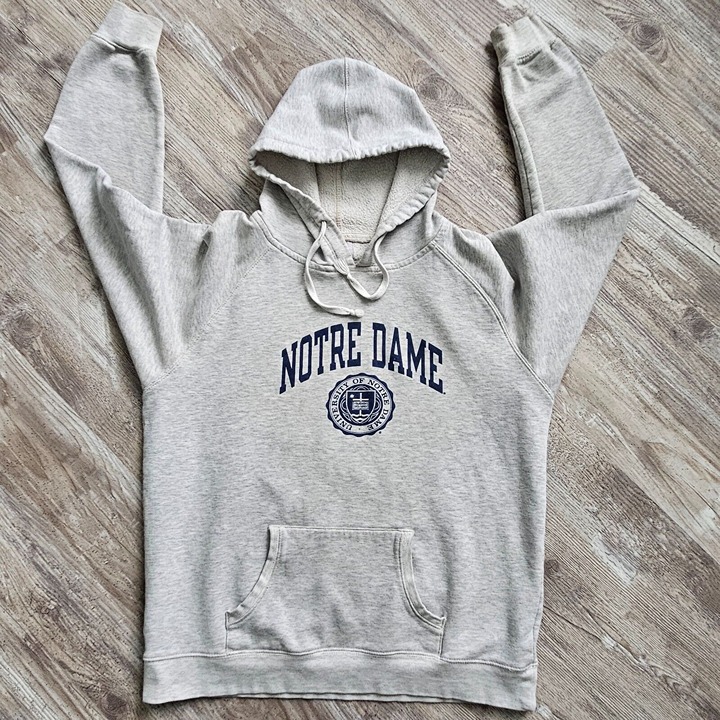 Champion Sweatshirt Vintage Jr XL Notre Dame Fighting Irish Hoodie Gray Academia