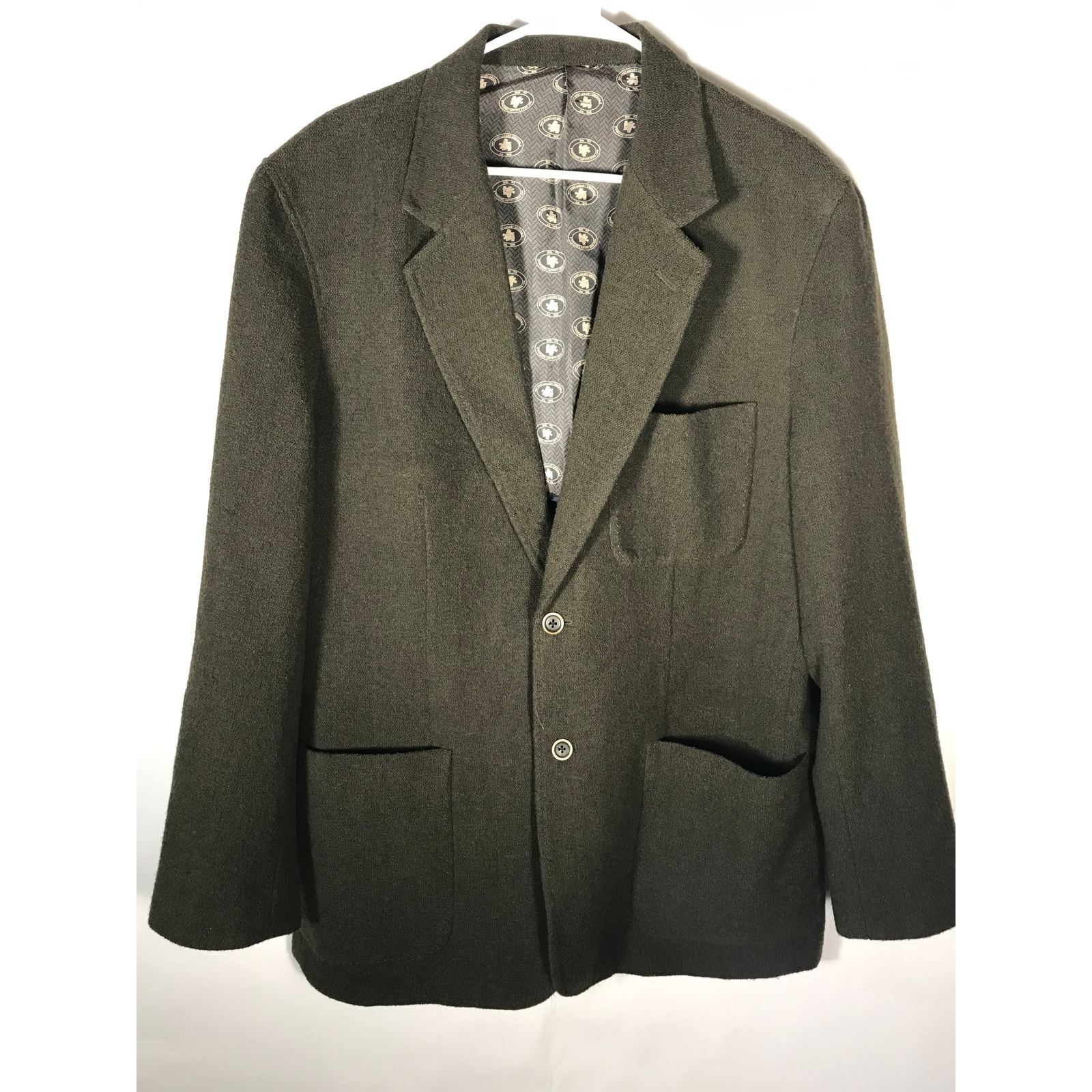 Nat Nast Wool Army Green Cashmere Silk Suit Jacket Blazer Fall Winter Size Large